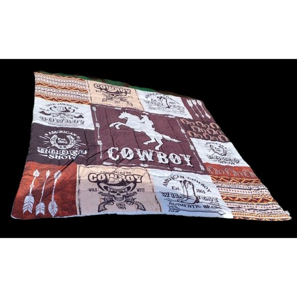 Western Comforter Set Queen Size 88Lx84W Horse Cowboy Bedding  2 Standard Pillow - Picture 8 of 10
